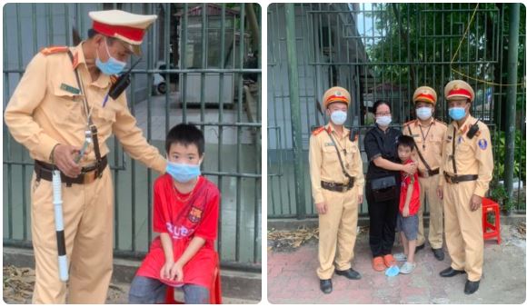 Cảnh sát giao thông giúp cháu bé đi lạc tìm mẹ