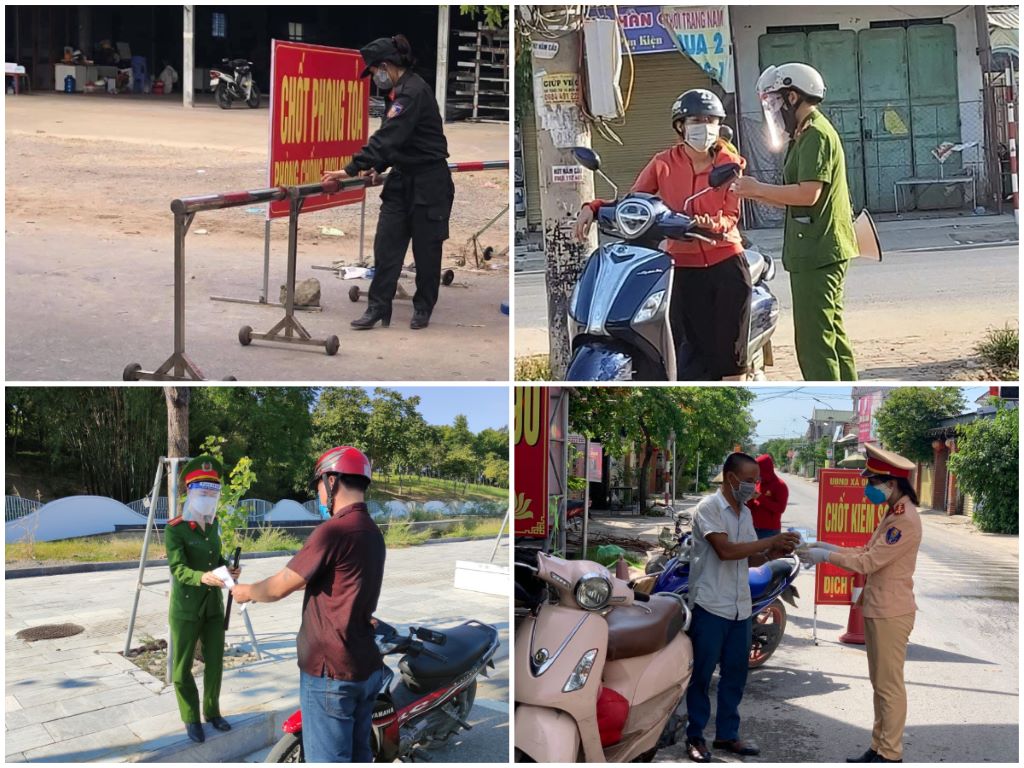 Phụ nữ Công an Nghệ An tại các điểm chốt phòng, chống dịch