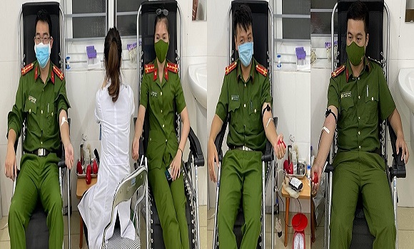 Bốn cán bộ Công an Nghệ An hiến máu cứu bệnh nhân nguy kịch