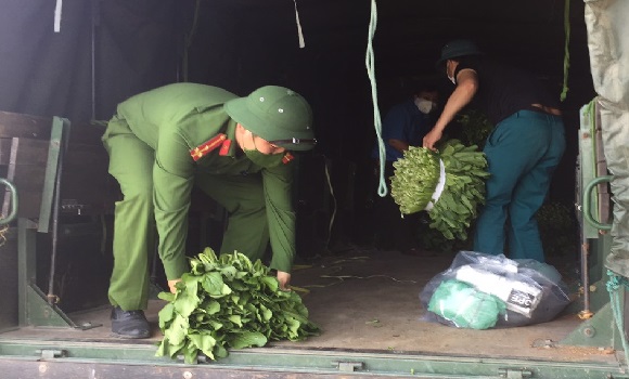 Không chỉ vận động rau sạch trao tặng, Phòng Cảnh sát môi trường còn hỗ trợ người, phương tiện trong quá trình bốc xếp và vận chuyển rau