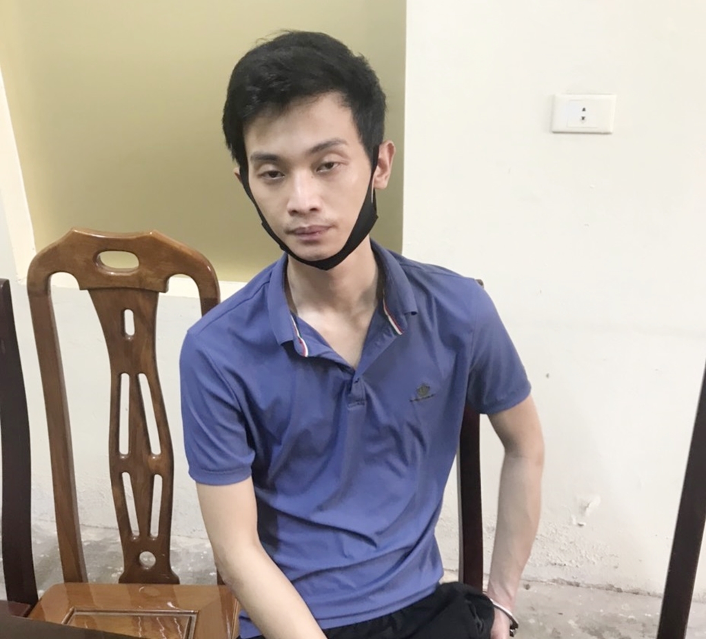 Đối tượng Võ Sỹ Hoàng tại cơ quan Công an