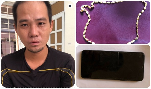 Bắt giữ kẻ trộm dây chuyền vàng và điện thoại