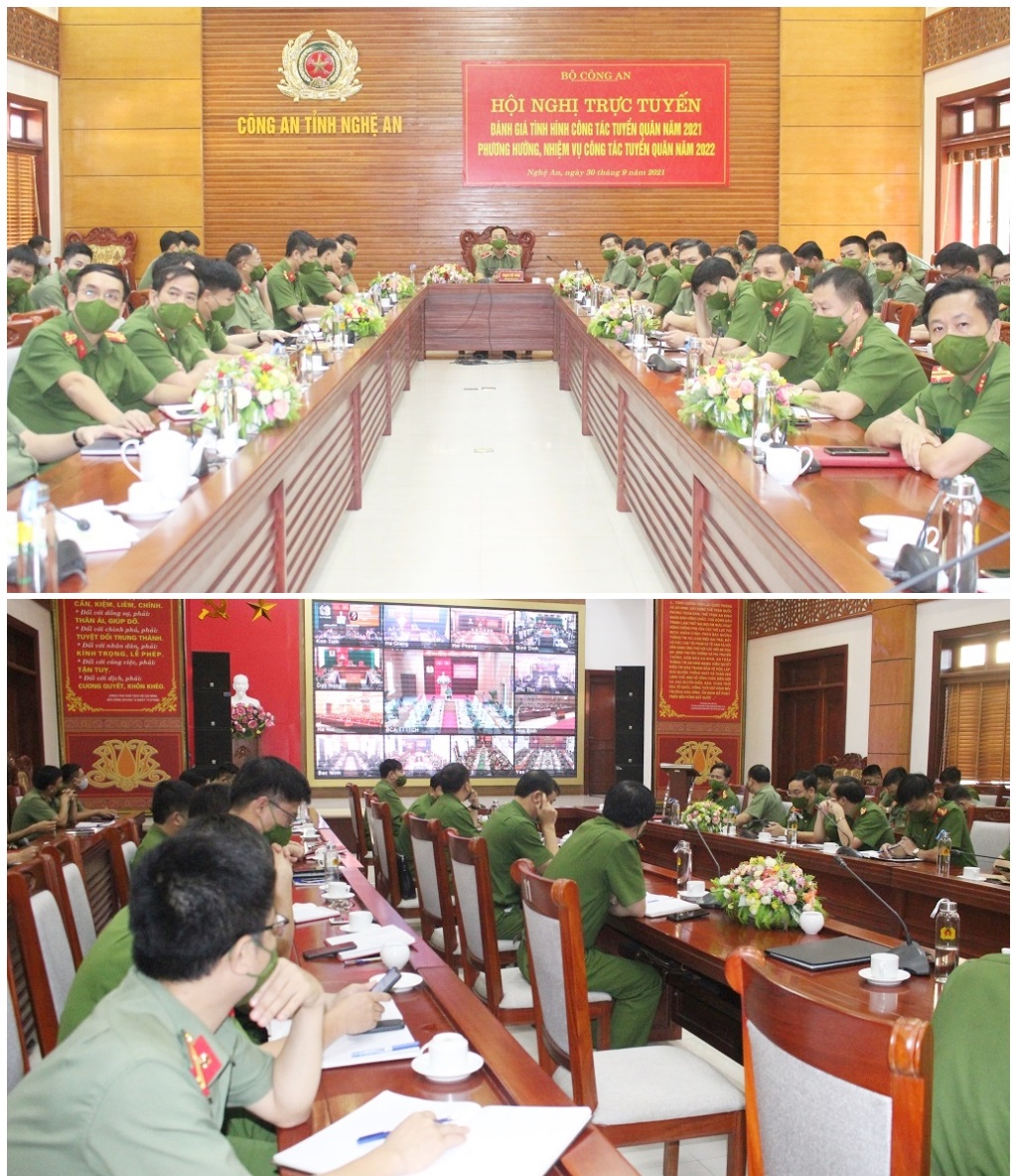 Toàn cảnh Hội nghị tại điểm cầu Công an tỉnh Nghệ An