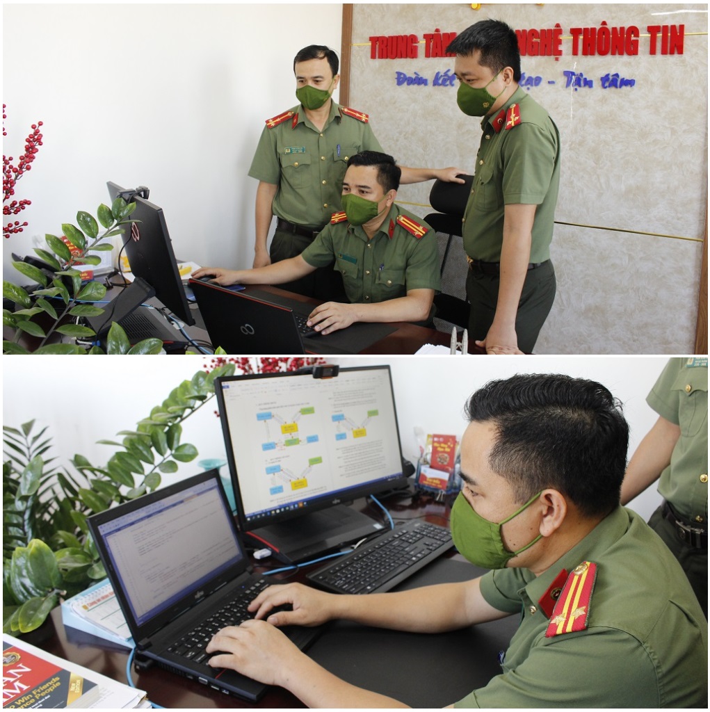 Cán bộ Trung tâm CNTT nghiên cứu, triển khai xây dựng phần mềm phục vụ công tác cải cách hành chính của Công an Nghệ An