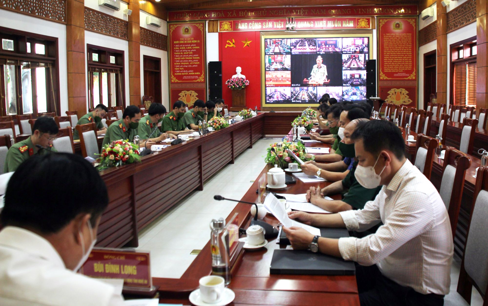 Toàn cảnh Hội nghị tại điểm cầu Công an tỉnh Nghệ An
