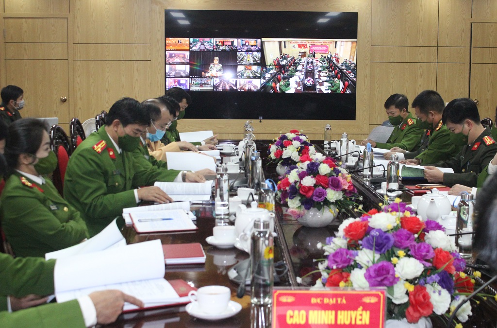 Quang cảnh Hội nghị tại điểm cầu Công an tỉnh Nghệ An
