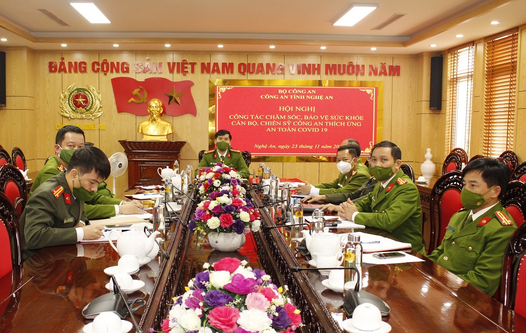 Toàn cảnh hội nghị tại điểm cầu Công an tỉnh Nghệ An