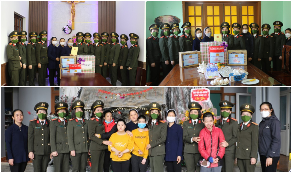 Phụ nữ Công an tỉnh Nghệ An tặng quà trẻ mồ côi, khuyết tật nhân lễ Giáng sinh