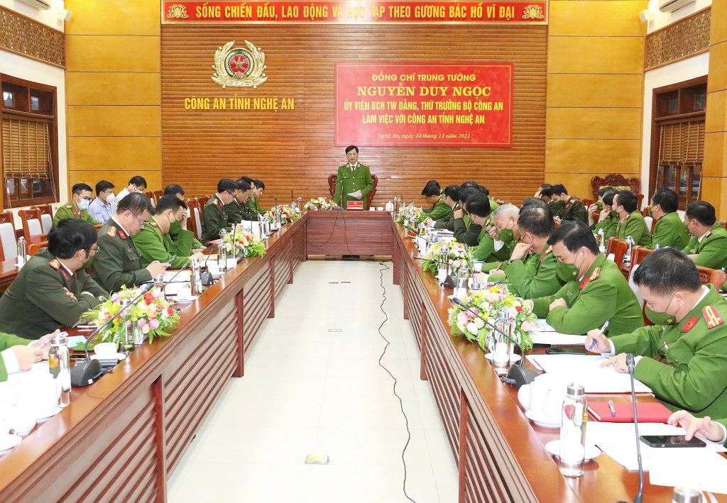 Đồng chí Trung tướng Nguyễn Duy Ngọc, Ủy viên Ban chấp hành Trung ương Đảng, Thứ trưởng Bộ Công an phát biểu chỉ đạo