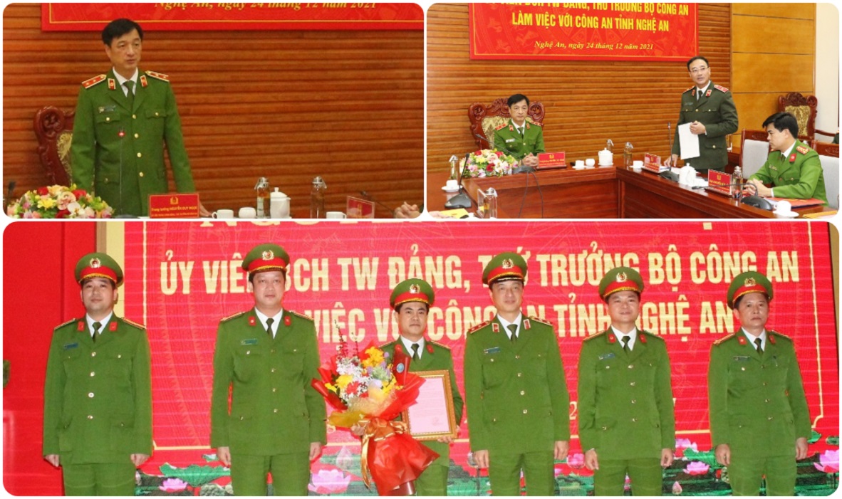 Đồng chí Trung tướng Nguyễn Duy Ngọc, Thứ trưởng Bộ Công an làm việc tại Công an tỉnh Nghệ An