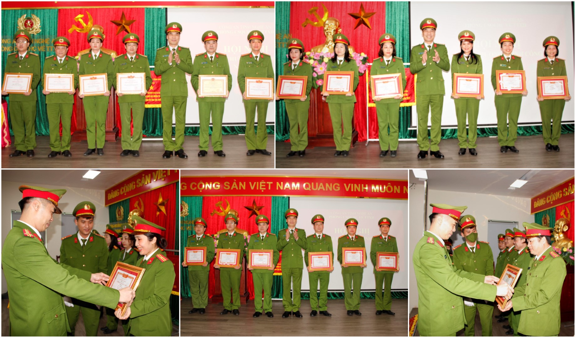Đồng chí Đại tá Cao Minh Huyền trao thưởng cho các tập thể, cá nhân có thành tích xuất sắc trong năm 2021