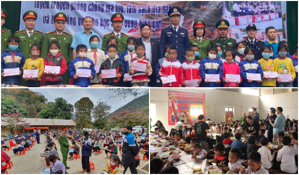 Tuyên truyền phòng chống ma túy và tặng quà học sinh xã biên giới