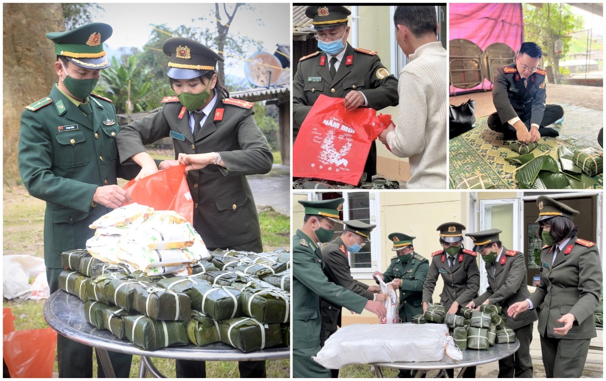 Gói bánh chưng tặng bà con dân bản