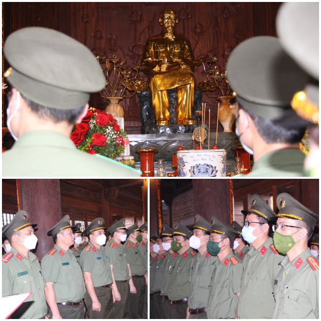 Phòng Tham mưu Công an tỉnh dâng hoa, dâng hương báo công tại Đền Chung Sơn