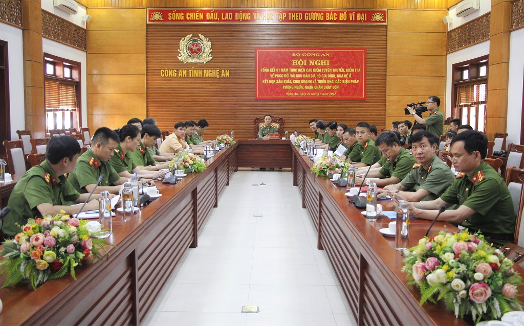 Toàn cảnh Hội nghị tại điểm cầu Công an tỉnh Nghệ An