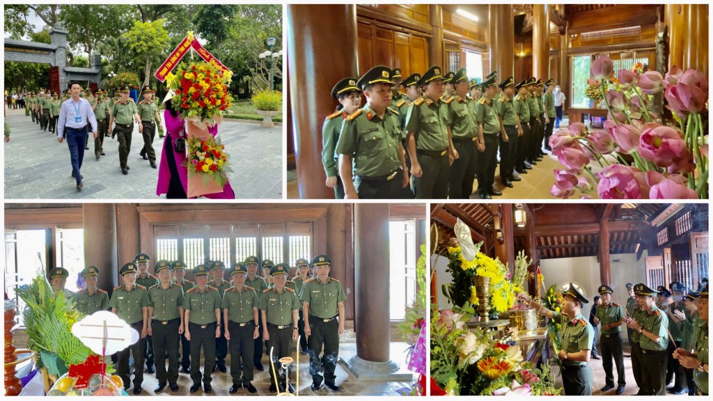 Lãnh đạo, cán bộ, chiến sĩ Phòng Thanh tra dâng hoa, dâng hương tại Khu di tích Kim Liên và Nhà lưu niệm cố Bộ trưởng Trần Quốc Hoàn