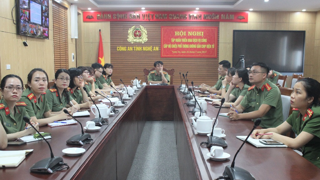 Toàn cảnh Hội nghị tại điểm cầu Công an tỉnh Nghệ An