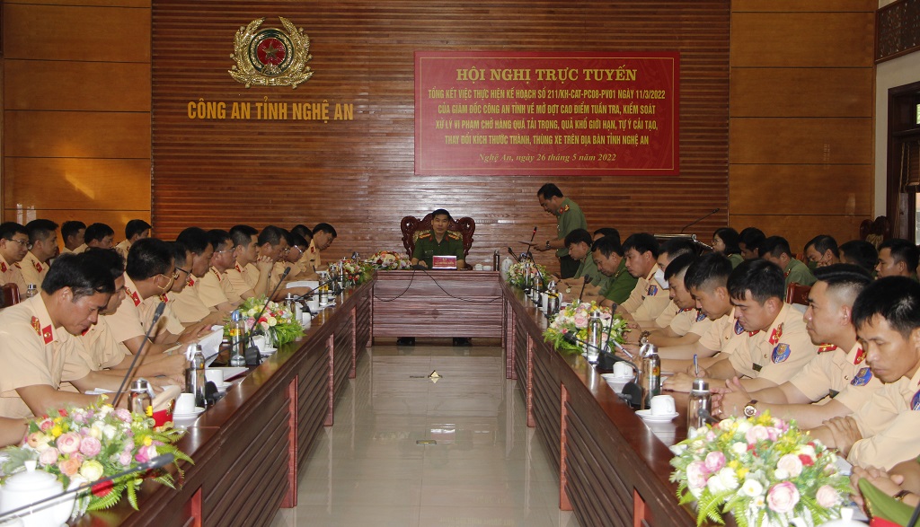 Toàn cảnh Hội nghị tại điểm cầu Công an tỉnh Nghệ An