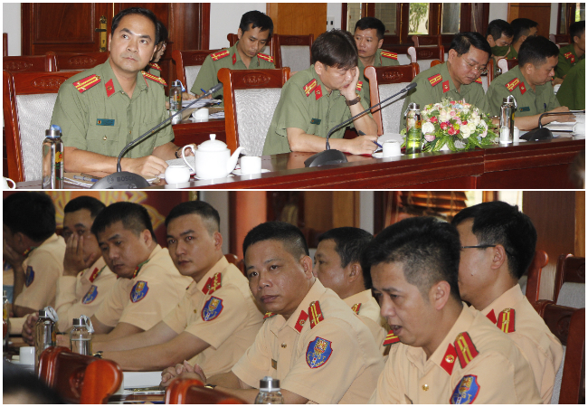 Các đại biểu tham dự Hội nghị tại điểm cầu Công an tỉnh Nghệ An