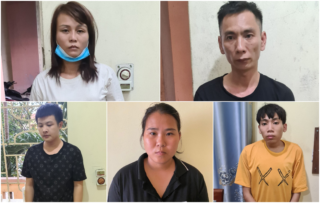 Các đối tượng trong chuyên án bị Công an huyện Quỳnh Lưu bắt giữ