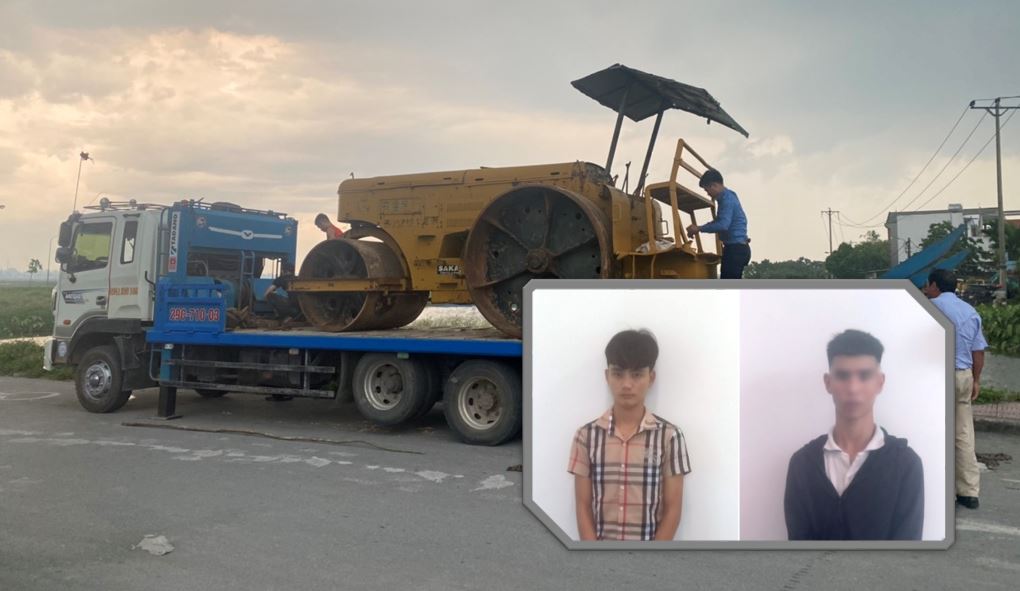 Bắt 02 đối tượng trộm xe lu
