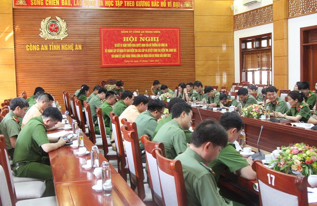 Toàn cảnh Hội nghị tại điểm cầu Công an tỉnh Nghệ An