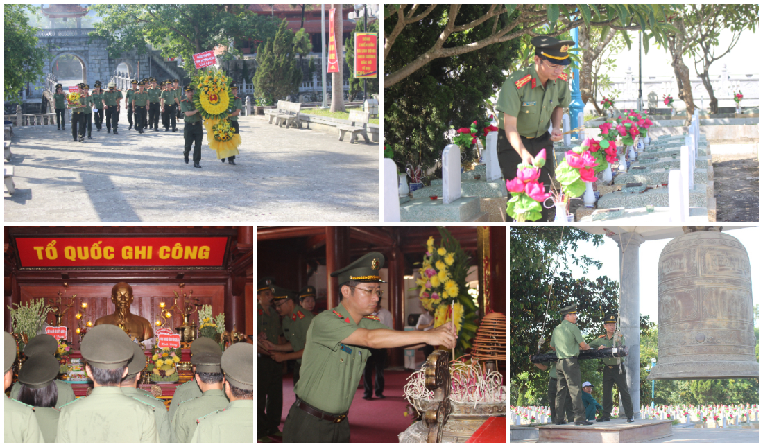 Lãnh đạo Công an tỉnh cùng Phòng Tham mưu dâng hoa, dâng hương tại Nghĩa trang liệt sĩ quốc tế Việt - Lào