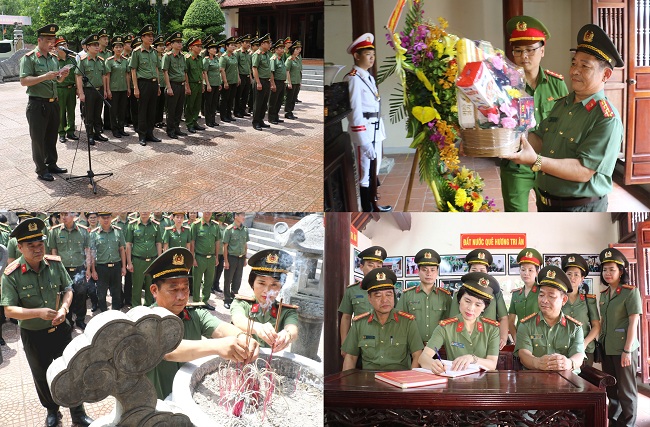 Đoàn công tác đã thành kính dâng hương tại Nhà tưởng niệm cố Bộ trưởng Trần Quốc Hoàn