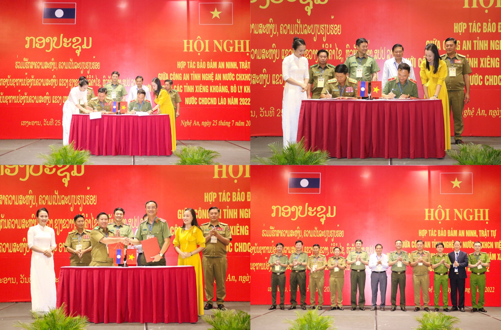Trên tinh thần đoàn kết đặc biệt và hợp tác toàn diện, Công an tỉnh Nghệ An ký biên bản ghi nhớ hợp tác bảo đảm ANTT với lãnh đạo Công an 03 tỉnh nước bạn Lào
