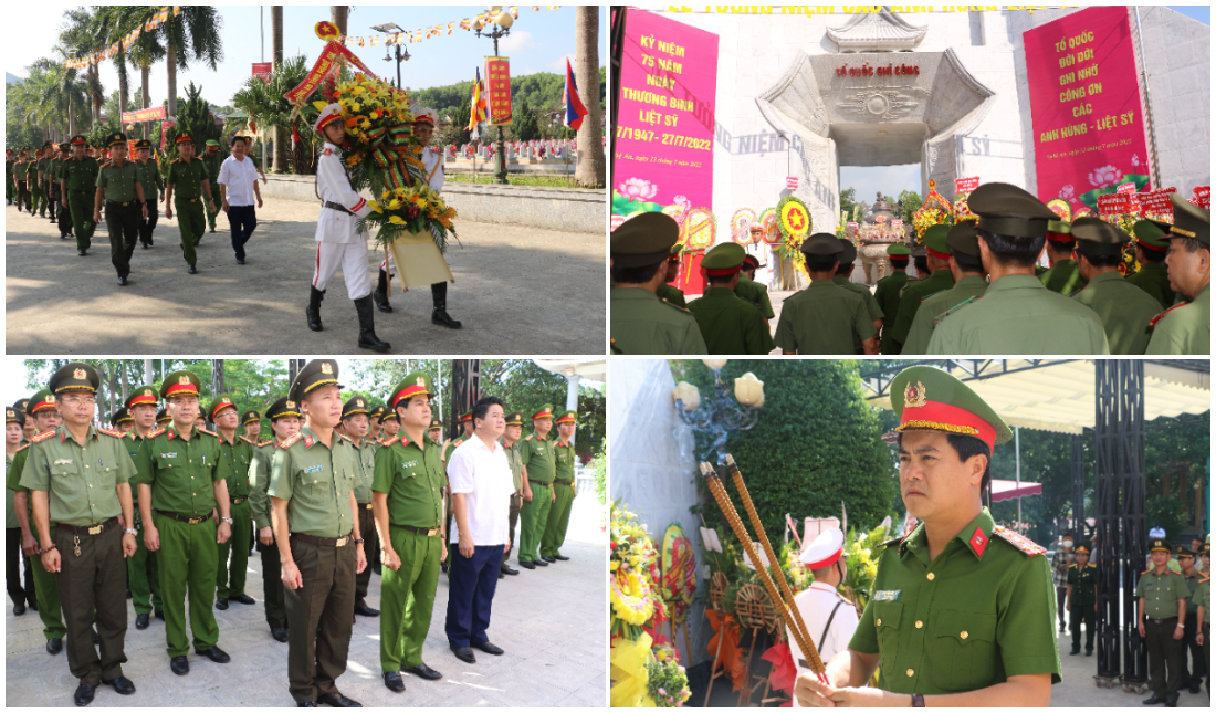 Công an tỉnh Nghệ An dâng hoa, dâng hương tại Nghĩa trang quốc tế Việt - Lào và Khu di tích lịch sử Truông Bồn