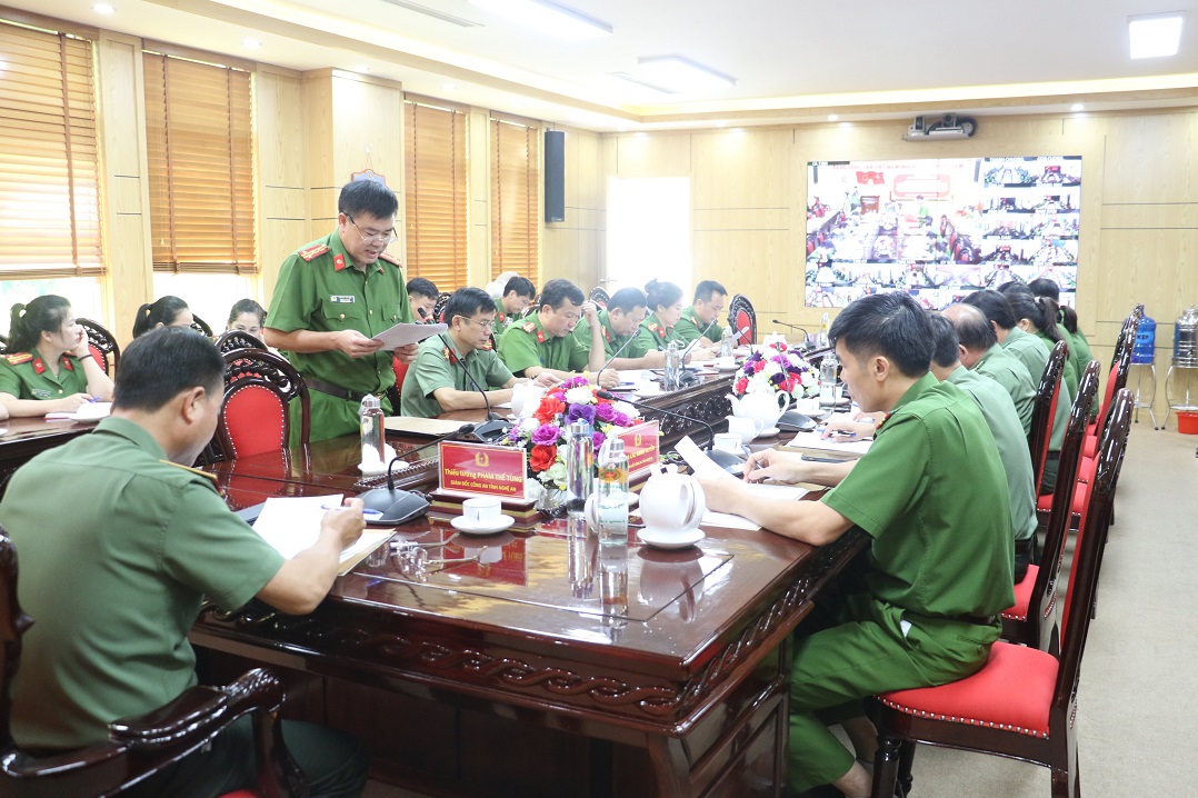 Toàn cảnh Hội nghị tại điểm cầu Công an tỉnh Nghệ An