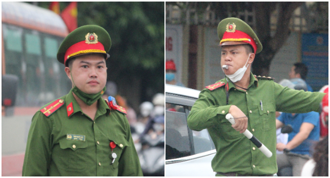 Do lượng người tham gia giao thông khá đông khiến lực lượng Cảnh sát giao thông và Công an phường khá vất vả trong việc điều tiết giao thông