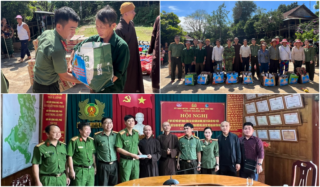 Ủng hộ 228 triệu đồng tặng người dân huyện Kỳ Sơn và Công an xã Tà Cạ