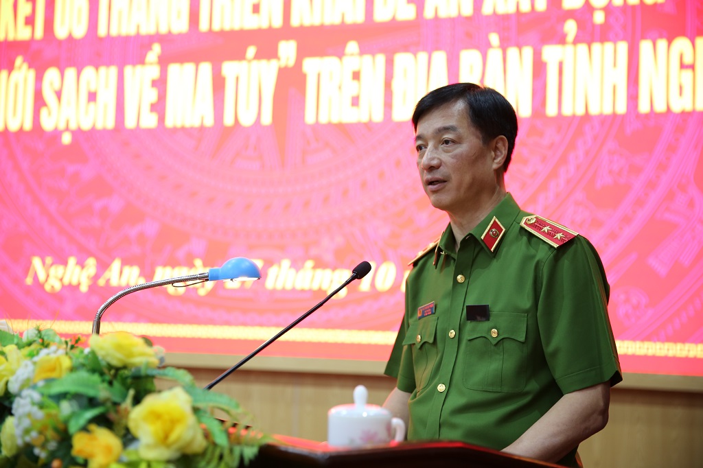 Đồng chí Trung tướng Nguyễn Duy Ngọc, Uỷ viên Trung ương Đảng, Thứ trưởng Bộ Công an phát biểu chỉ đạo Hội nghị
