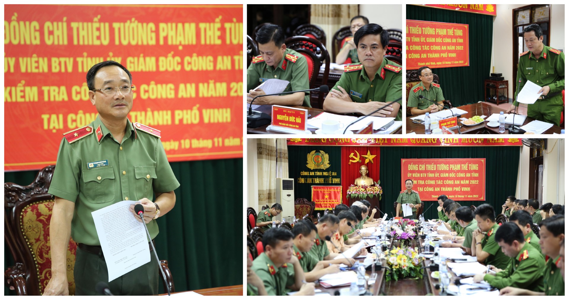 Giám đốc Công an tỉnh Nghệ An kiểm tra công tác năm 2022 tại Công an thành phố Vinh
