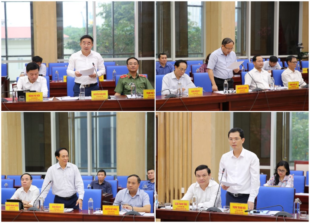 Các thành viên UBND tỉnh, lãnh đạo các sở, ban, ngành phát biểu tại phiên họp
