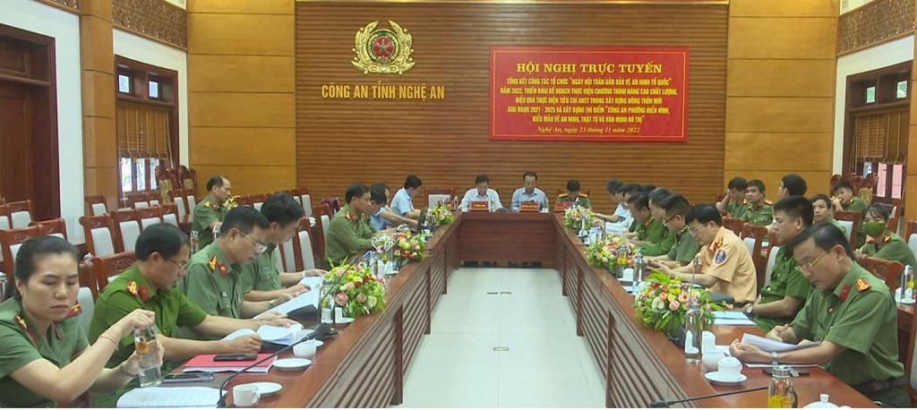 Toàn cảnh Hội nghị tại điểm cầu Công an tỉnh Nghệ An