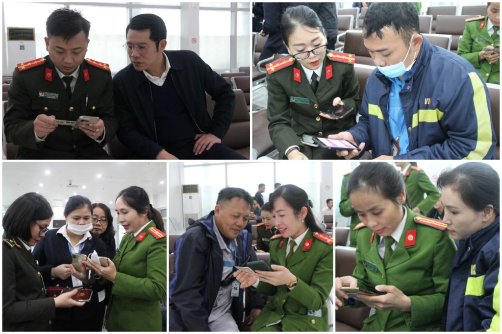 Trực tiếp hướng dẫn cán bộ, công nhân viên Cảng hàng không quốc tế Vinh cách đăng ký, kích hoạt tài khoản định danh điện tử