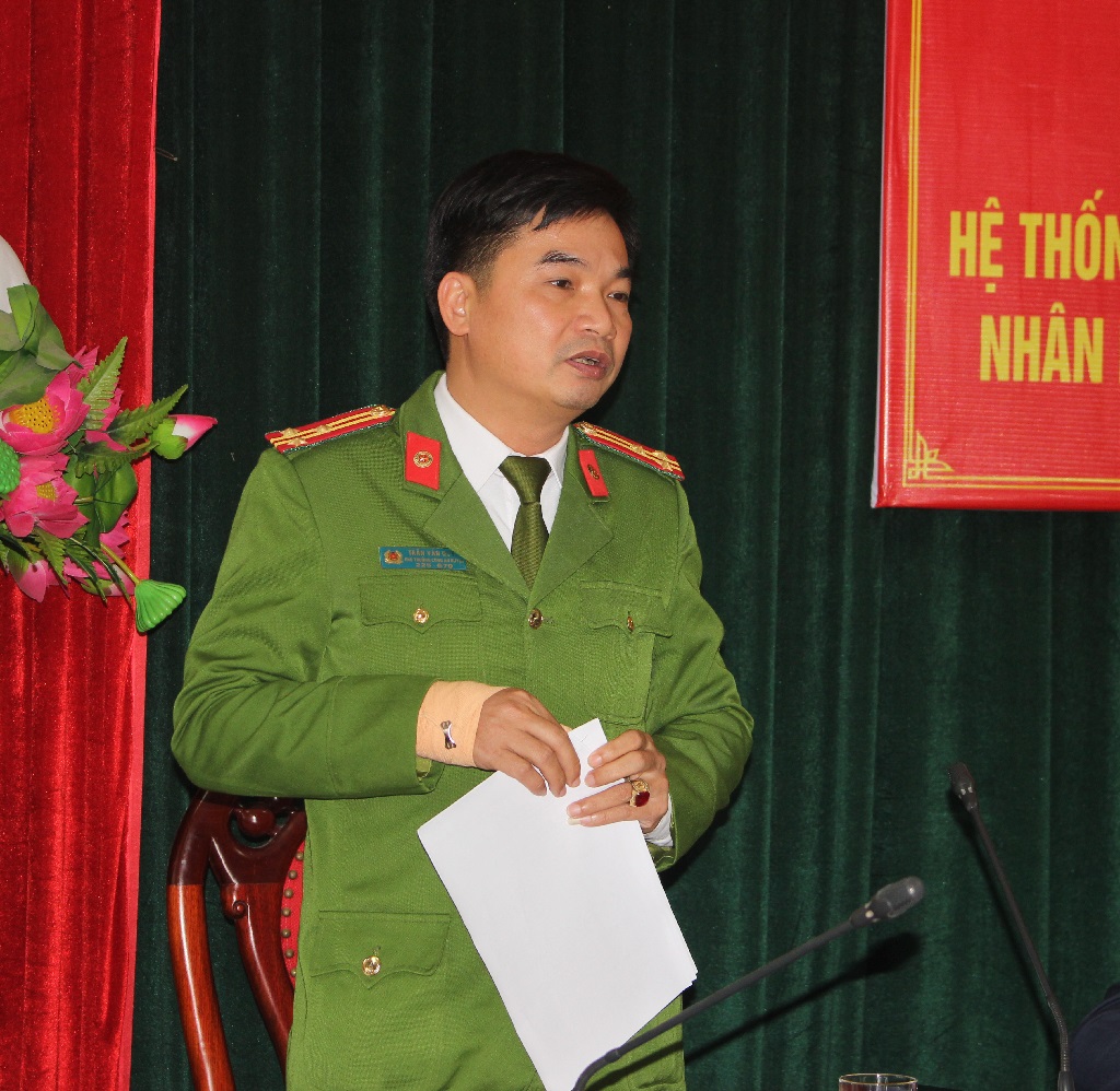 Đại diện lãnh đạo Công an huyện Yên Thành phát biểu tại Lễ ra mắt