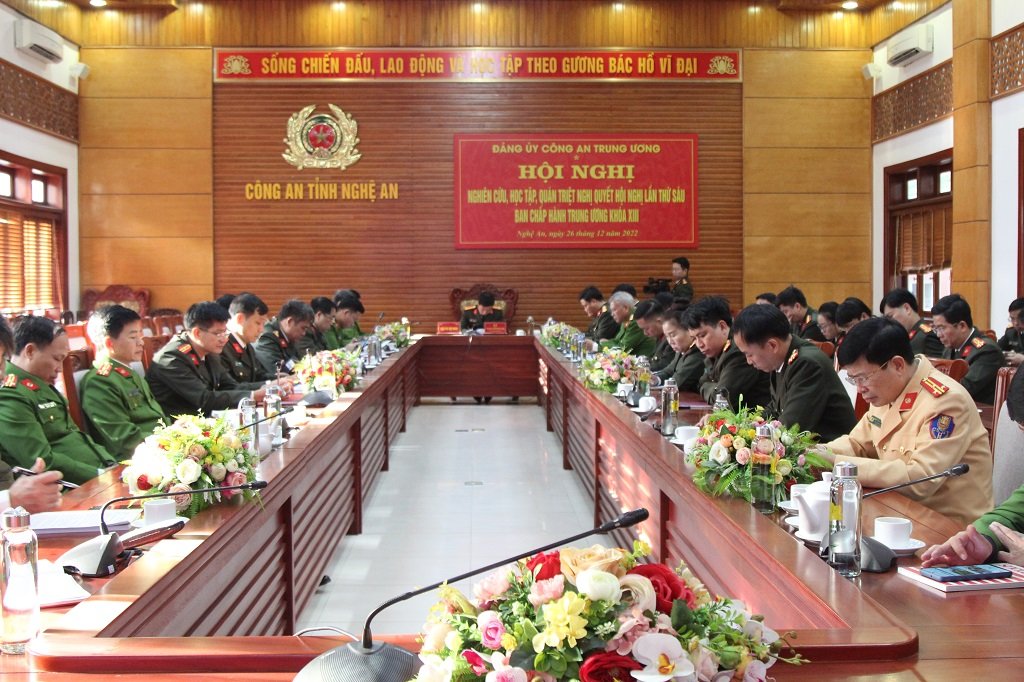 Toàn cảnh Hội nghị tại điểm cầu Công an tỉnh Nghệ An