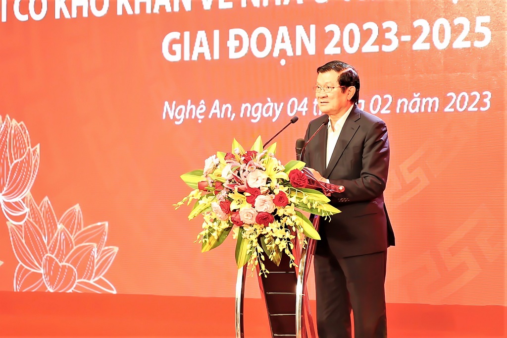Đồng chí Trương Tấn Sang, nguyên Ủy viên Bộ Chính trị, nguyên Chủ tịch nước phát biểu tại chương trình