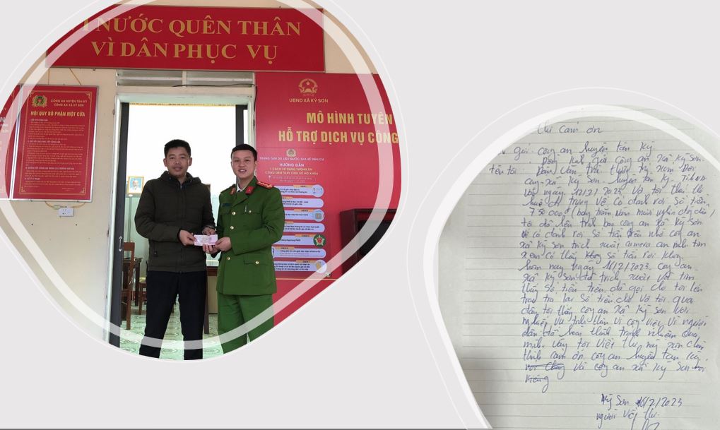 Công an xã Kỳ Sơn giúp tìm lại số tiền người dân đánh rơi