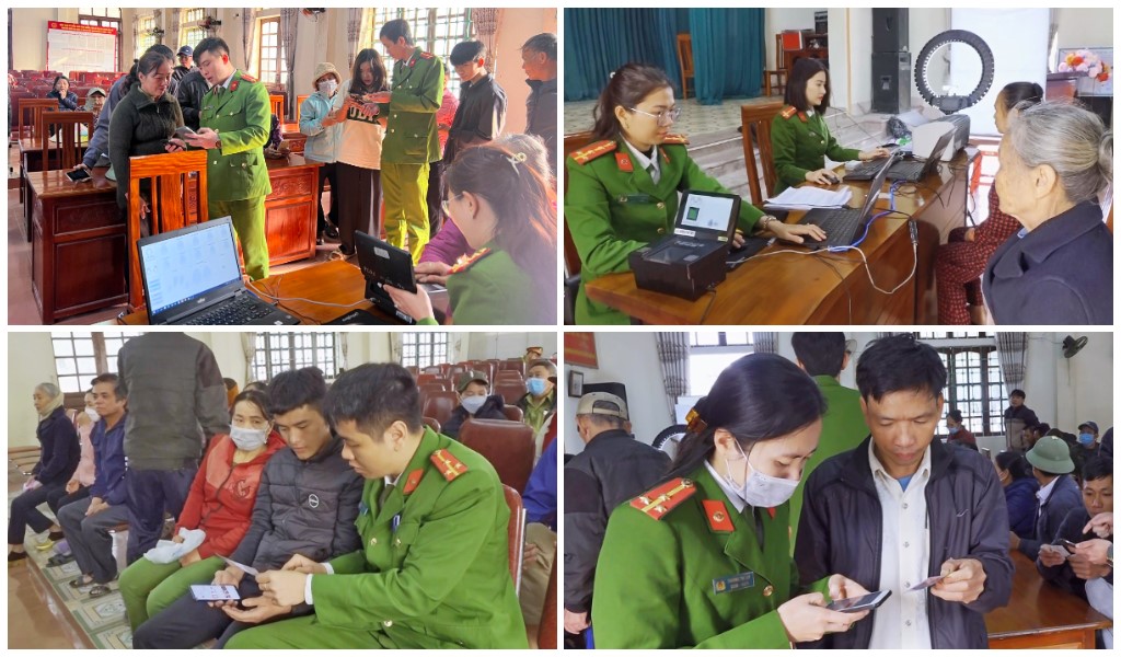 Đoàn Thanh niên Công an tỉnh tổ chức Chương trình hỗ trợ người dân kích hoạt tài khoản định danh điện tử mức 1 và mức 2 tại xã Quỳnh Bảng