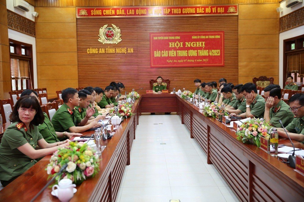 Toàn cảnh Hội nghị tại điểm cầu Công an Nghệ An