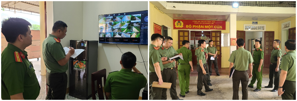 Đoàn công tác trực tiếp kiểm tra, ghi nhận tại Công an các phường, xã