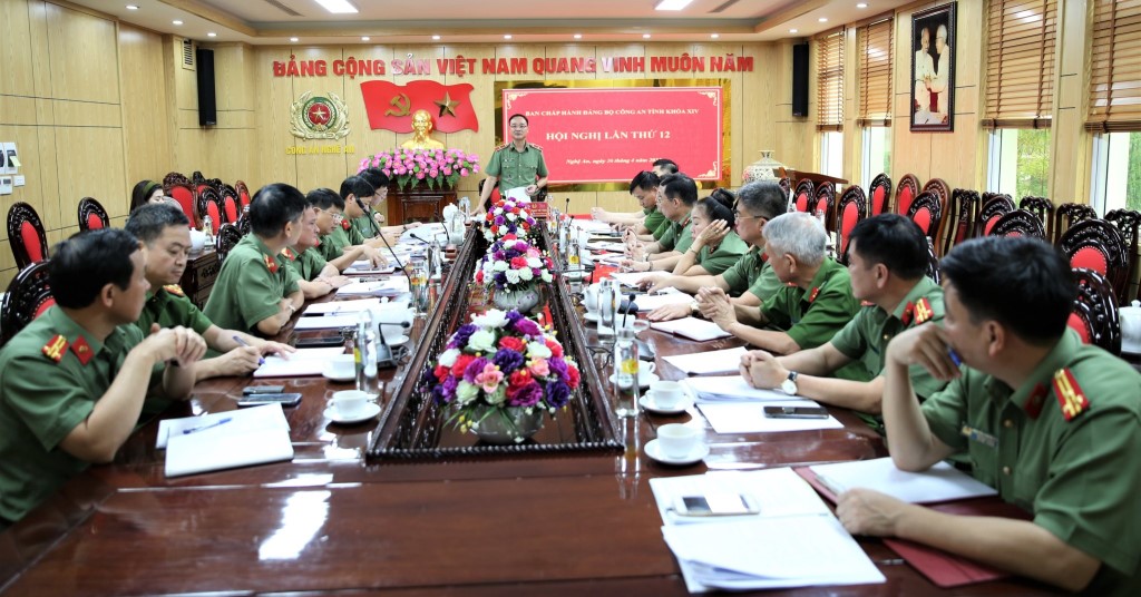 Toàn cảnh Hội nghị Ban Chấp hành Đảng bộ Công an tỉnh lần thứ 12