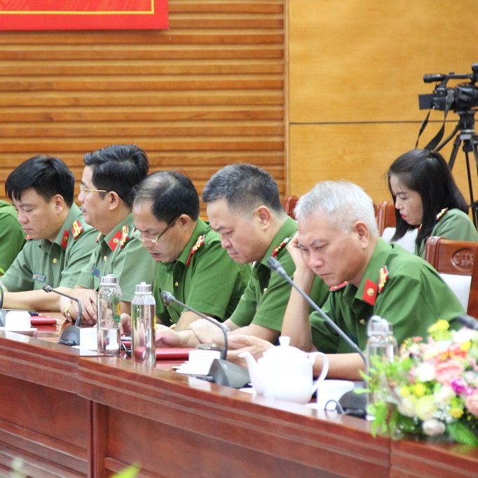 Các đại biểu tham dự tại điểm cầu Công an Nghệ An