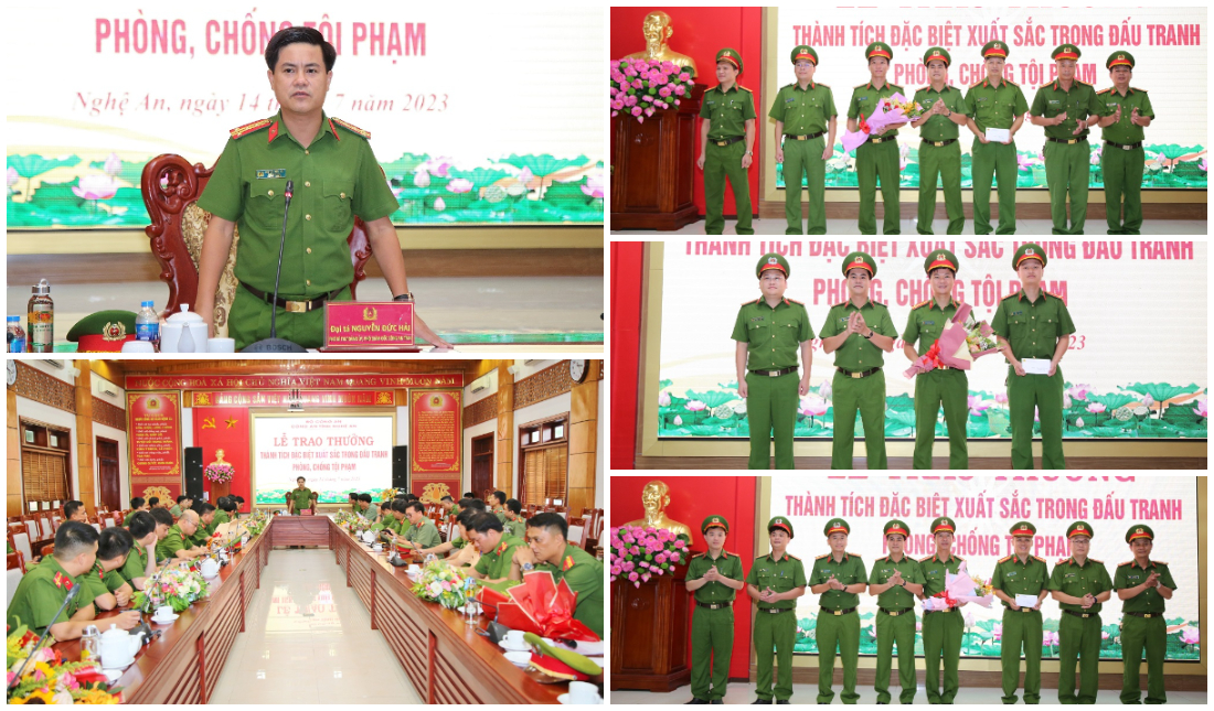 Công an Nghệ An trao thưởng các đơn vị, địa phương tham gia đấu tranh, khám phá các chuyên án lớn
