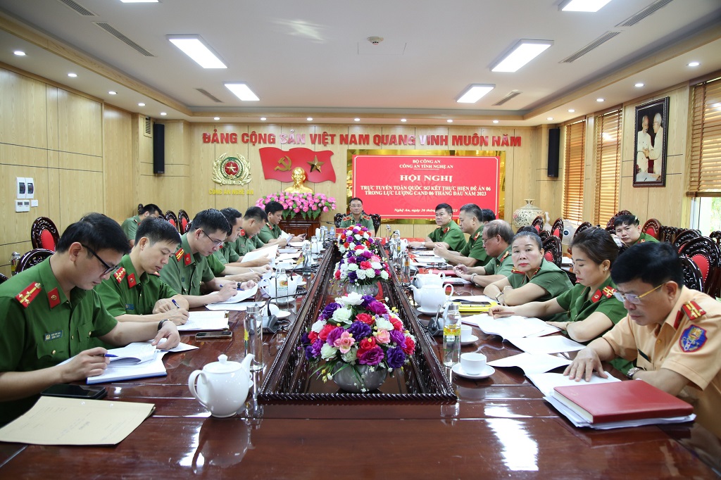 Toàn cảnh Hội nghị tại điểm cầu Công an Nghệ An