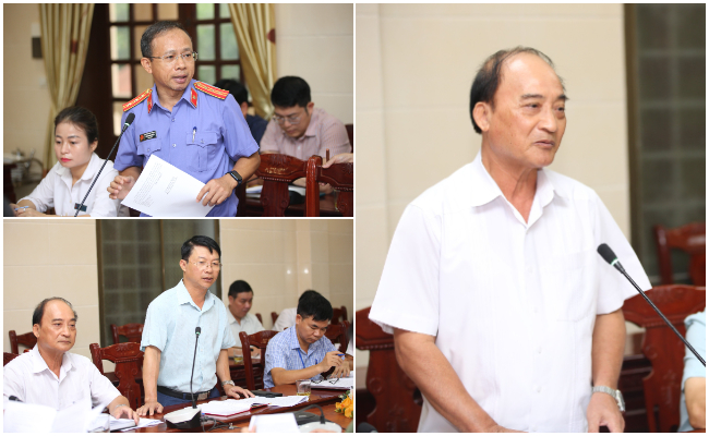 Đồng chí Dương Đình Chỉnh, Bí thư Huyện ủy Nghi Lộc phát biểu tại buổi làm việc